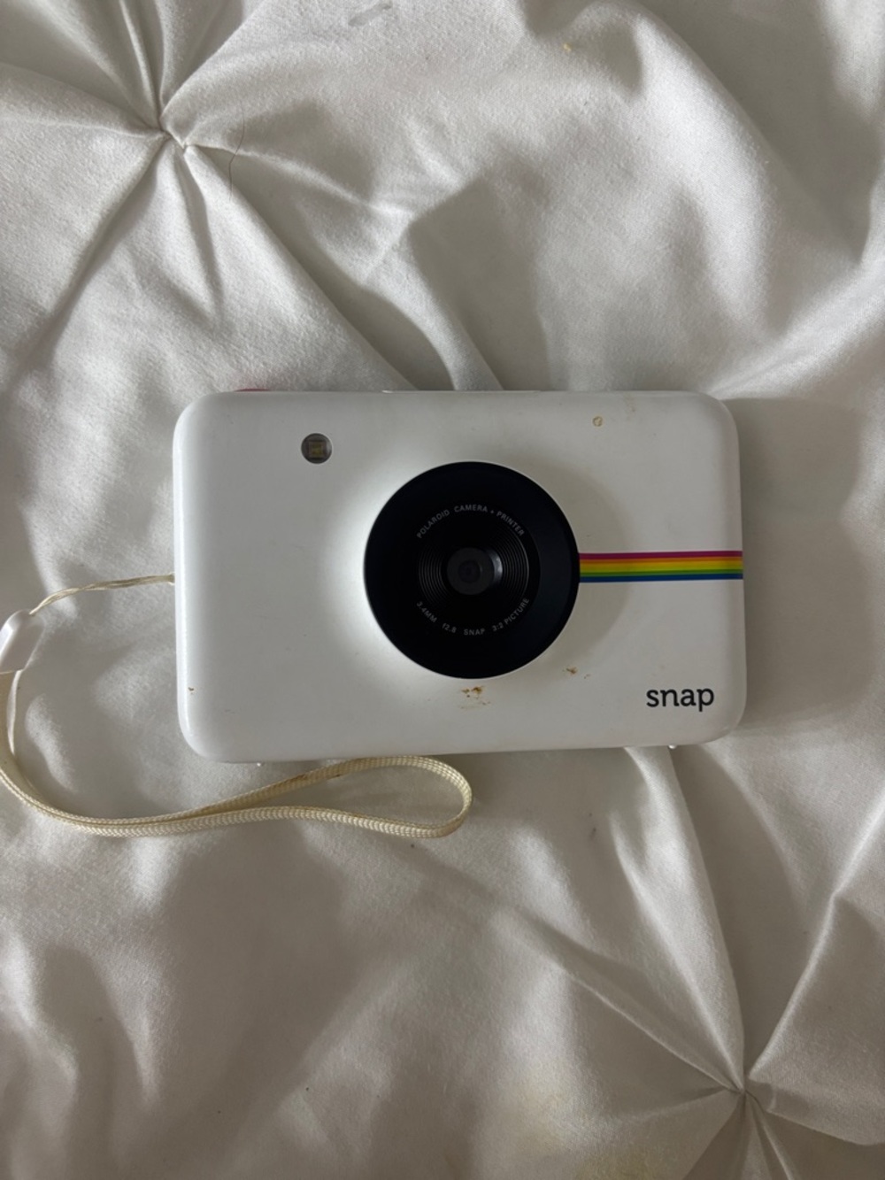 Polaroid Snap Compact Instant Camera in White with Rainbow Accent